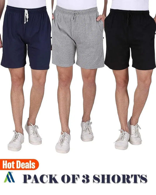 Men's Stitched Shorts, Pack of 3
